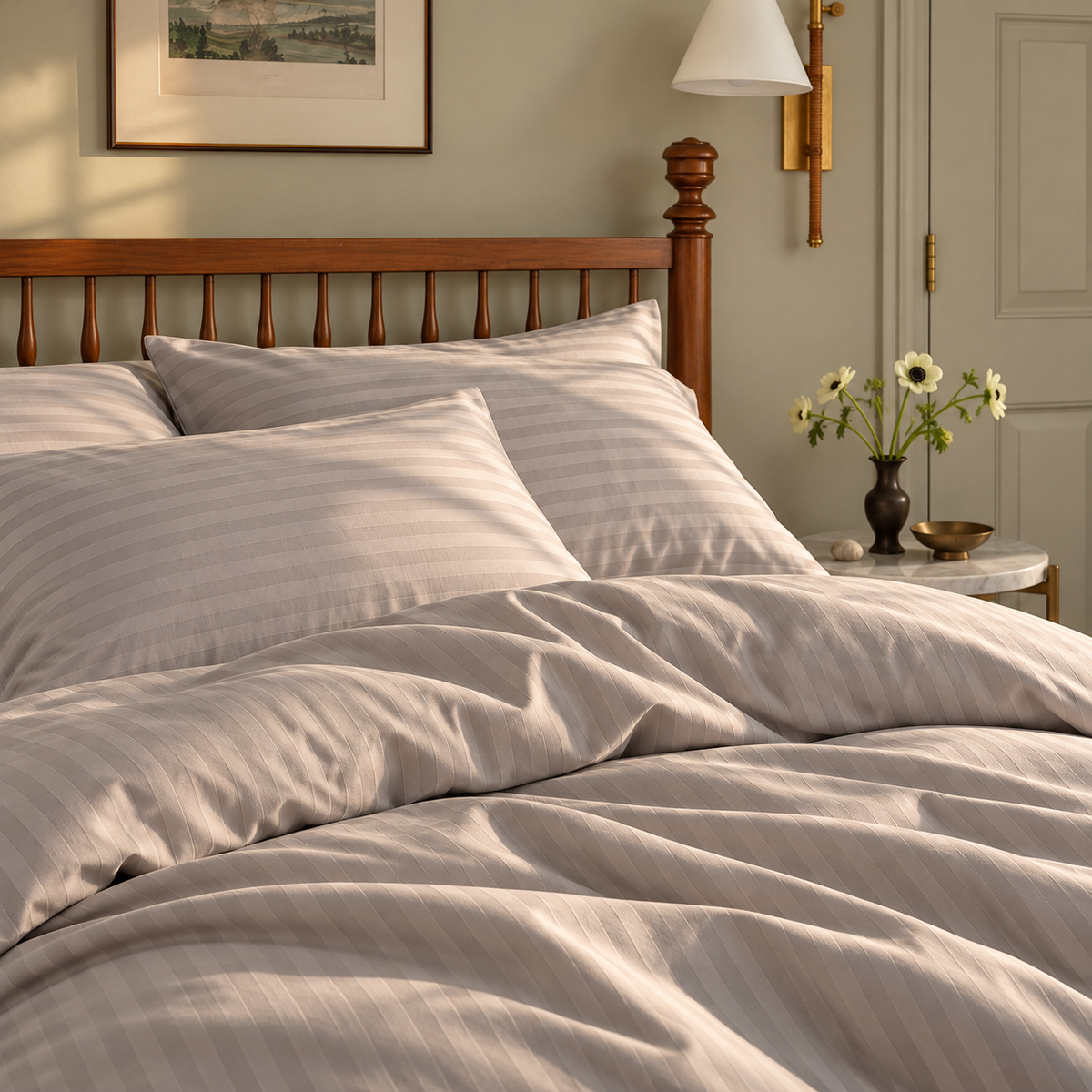 Striped Bedsheet — Grey