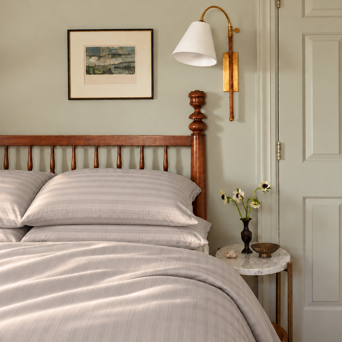 Striped Bedsheet — Grey