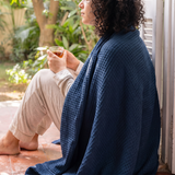 Waffle Blanket — Navy