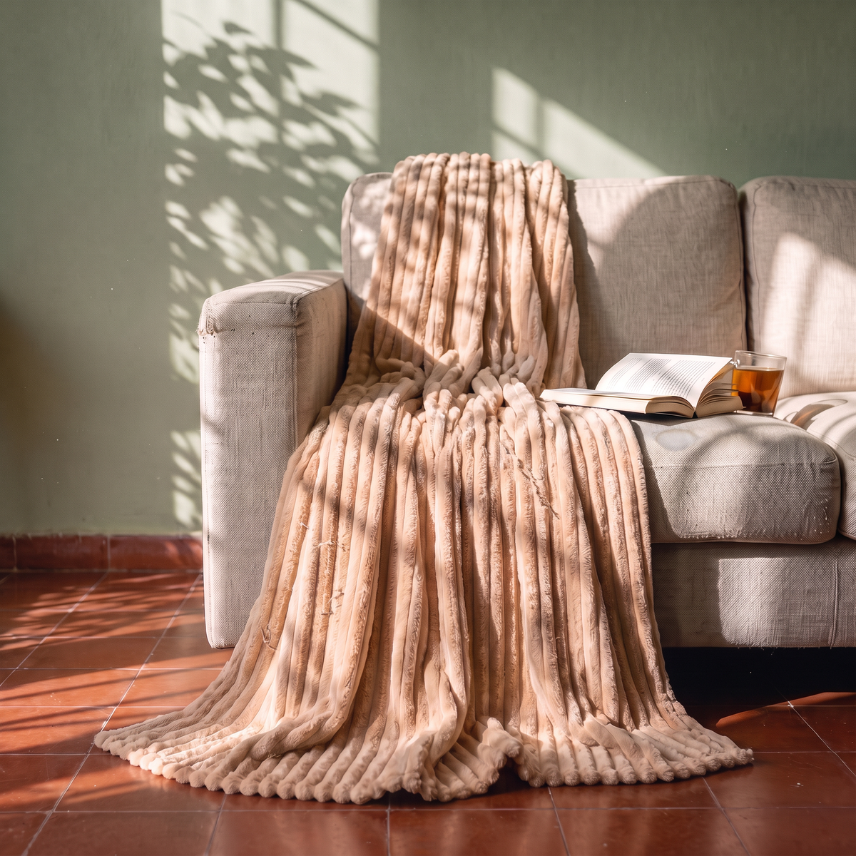 Striped Blanket — Light Coffee
