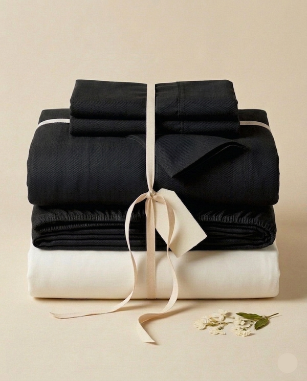 All You Need Set (Percale Bedsheet + Duvet Cover + Mattress Protector) — Black