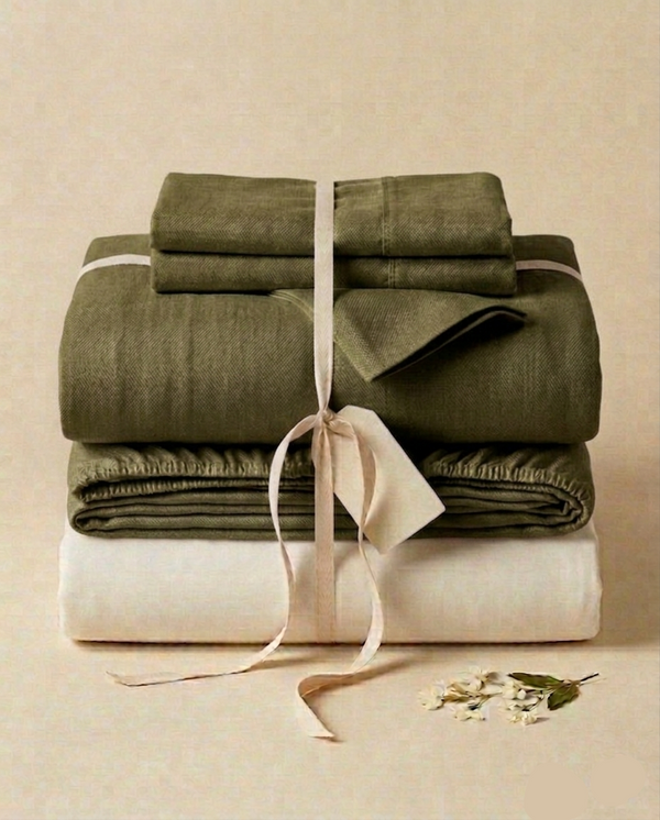 All You Need Set (Percale Bedsheet + Duvet Cover + Mattress Protector) — Olive