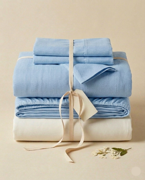 All You Need Set (Percale Bedsheet + Duvet Cover + Mattress Protector) — Baby Blue