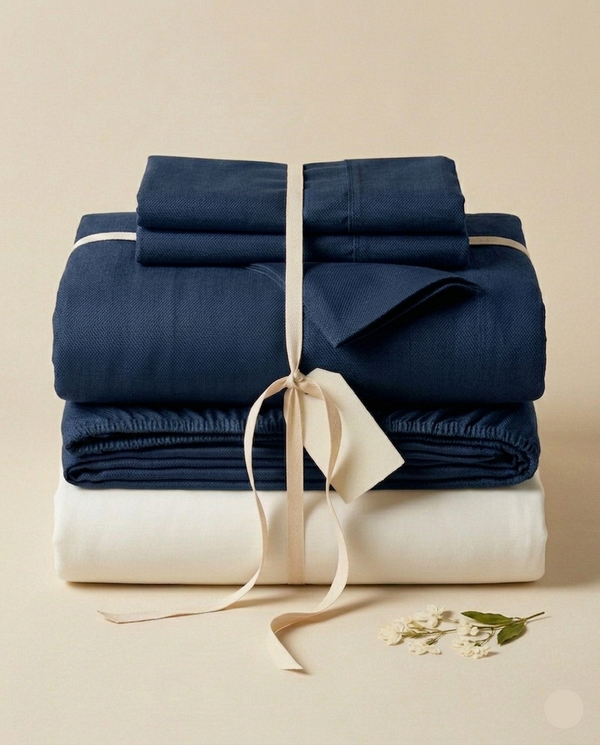All You Need Set (Percale Bedsheet + Duvet Cover + Mattress Protector) — Navy