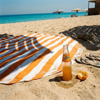Orange Stripes beach blanket — round