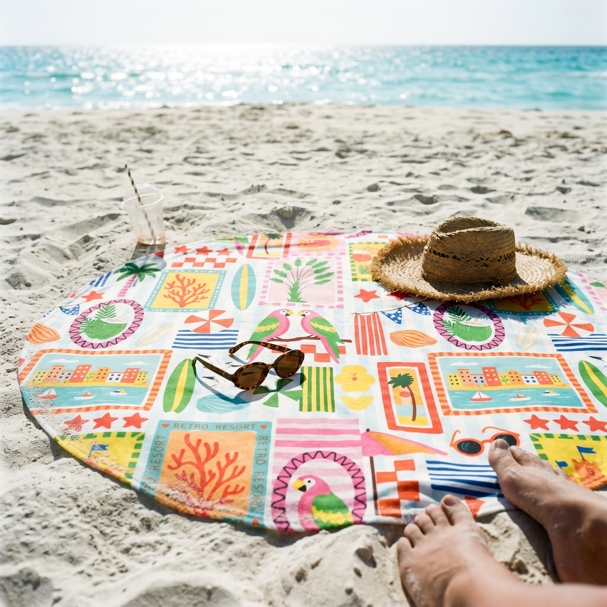 Retro Resort beach blanket — round