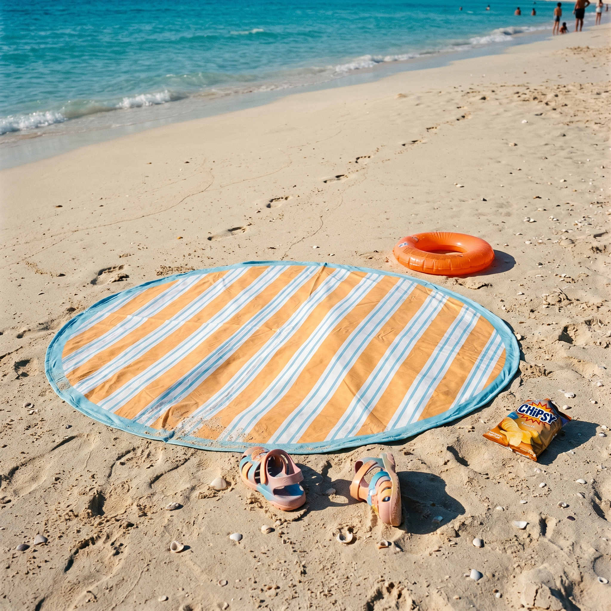 Sunrise Stripes beach blanket — round