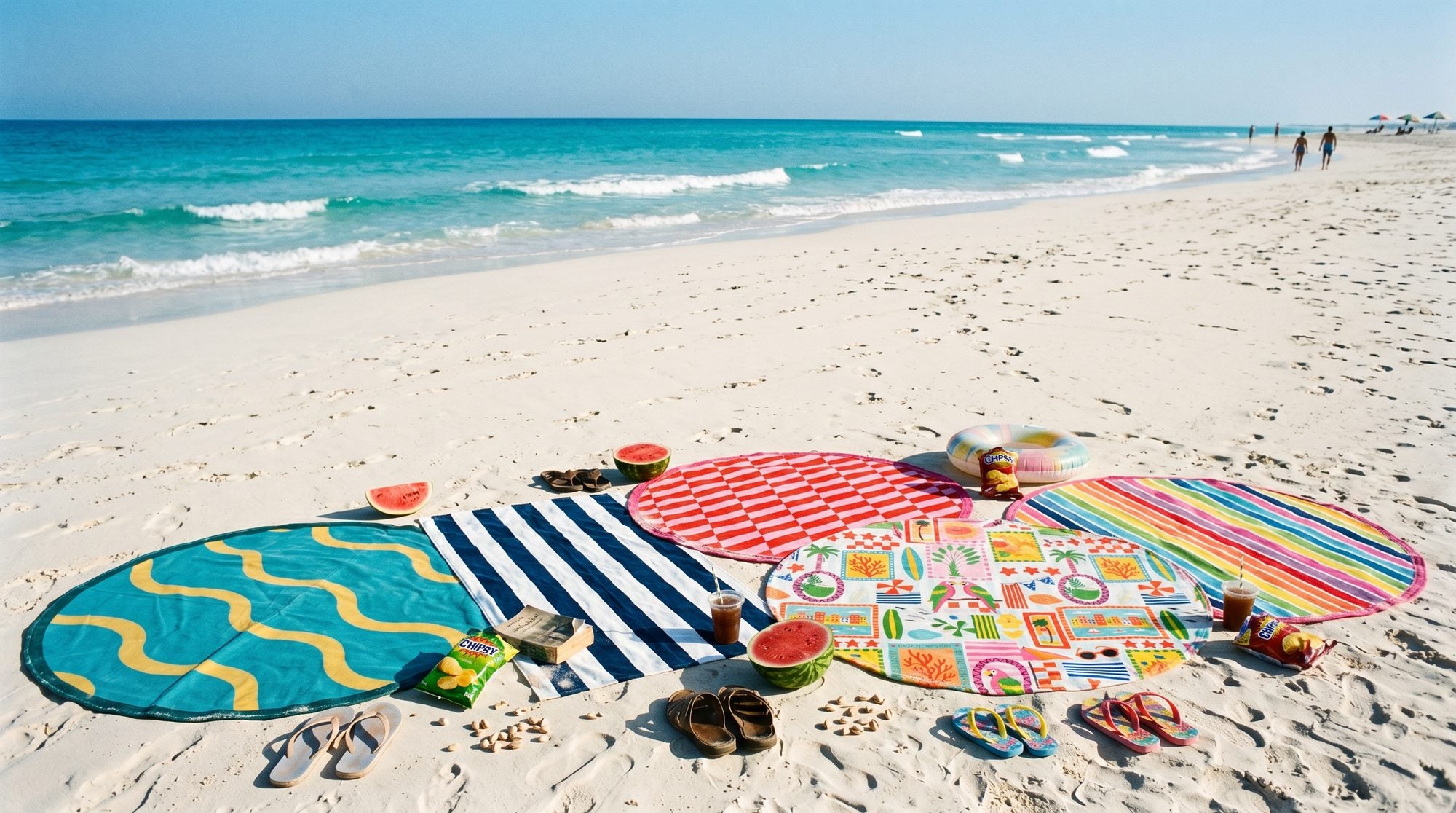 Yafet Summer '26 — beach towels on white sand (compressed)